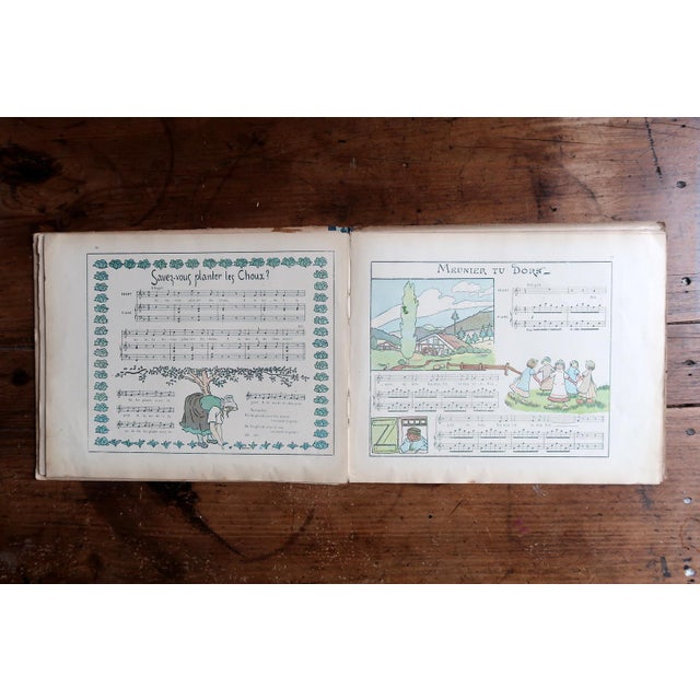 French Antique French Illustrated Children's Music Book "Voyez Comme on Danse", Gabriel Pierné, c.1920 For Sale - Image 3 of 11