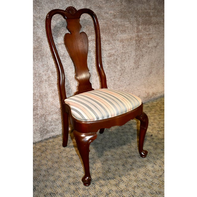 1980s Ethan Allen Queen Anne Style Mahogany Dining Chairs Set of 6