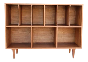 Double Decker Walnut Record Credenza