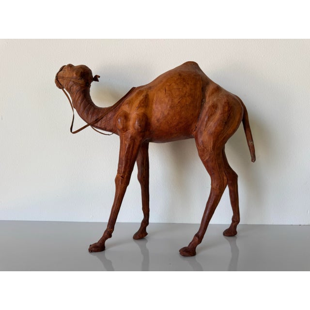 1980s Vintage Leather Camel Sculptures – A Pair/ Sold For Sale - Image 5 of 11