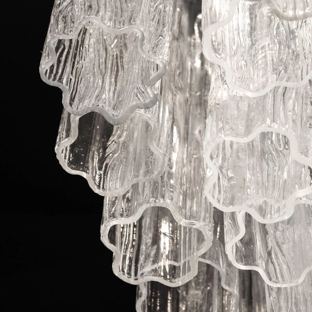 1970s Mid-Century Modernist Seven Tier Tronchi Chandelier in Transparent Murano Glass For Sale - Image 12 of 13