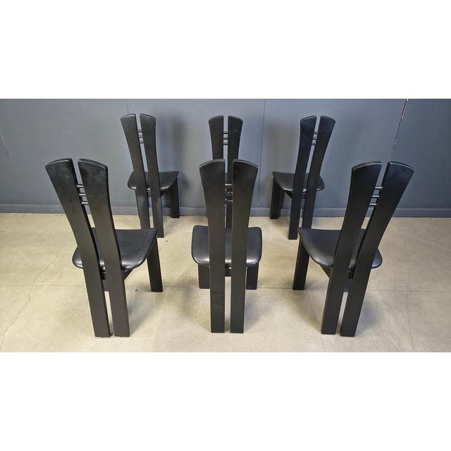 1980s Postmodern Wooden Dining Chairs, 1980s, Set of 6 For Sale - Image 5 of 14