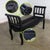 Late 20th Century French Country Black Painted Bench W/Woven Rush Seat & Cabriole Legs For Sale - Image 15 of 18