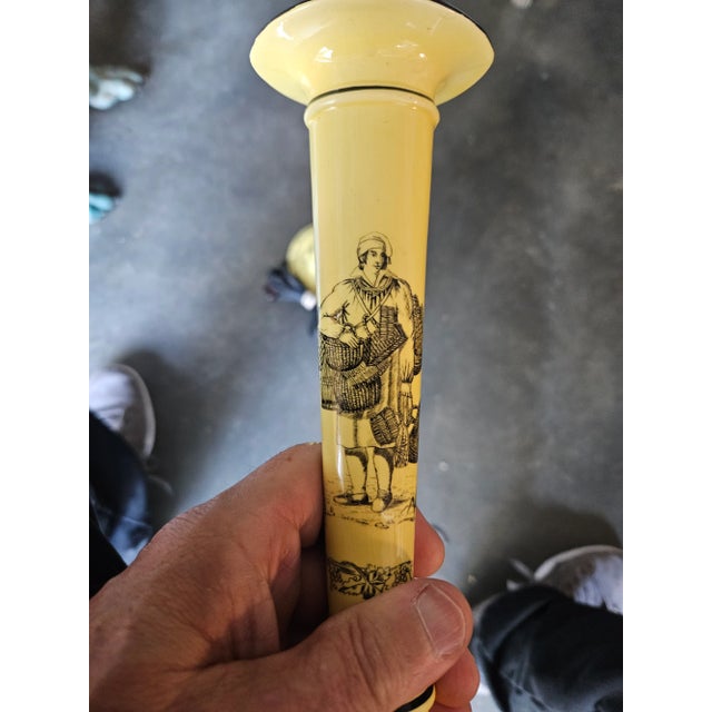 Yellow 1970's Mottahedah Yellow Crepe Candlestick Lamps - a Pair For Sale - Image 8 of 12