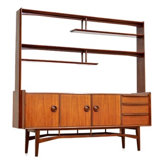 1960s Mid Century Danish Teak Room Divider Credenza Bookcase For Sale