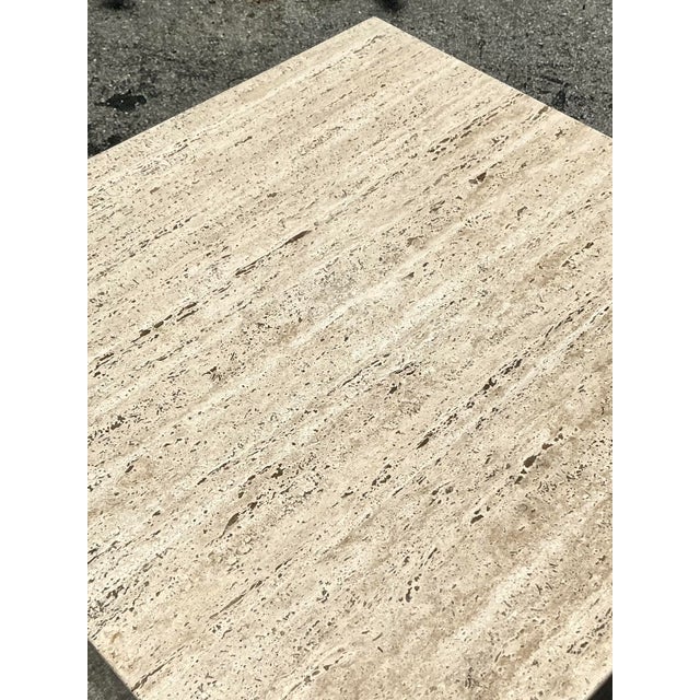 Stone Vintage Boho Travertine Cube Side Table For Sale - Image 7 of 8