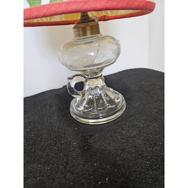 American Charming Old School Oil Lamps Converted to Table Lamps With Fabulous Custom Shades - A Pair For Sale - Image 3 of 7
