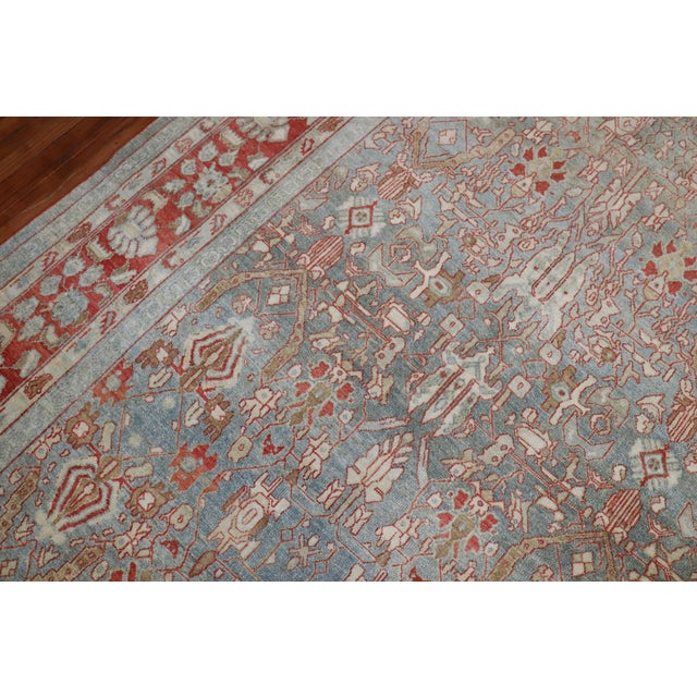 Early 20th Century Zabihi Collection Decorative Oversize Gray Blue Persian Bibikabad Rug - 10'7" x 17'1" For Sale - Image 9 of 12