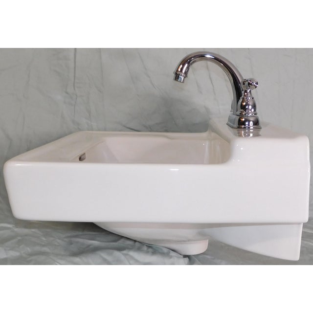 1963 Vintage Standard Sanitary Manufacturing Company Wall-Mounted Porcelain Sink For Sale - Image 10 of 17