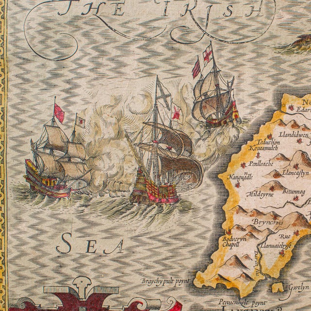 Antique Caernarvon Map, Framed Cartography, Welsh County, John Speed, Circa 1610 For Sale - Image 10 of 12