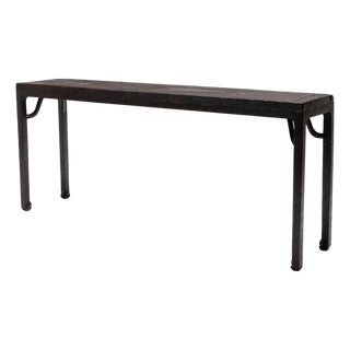 Chinese Crackled Lacquer Console Table With Ball Feet, C. 1800 For Sale