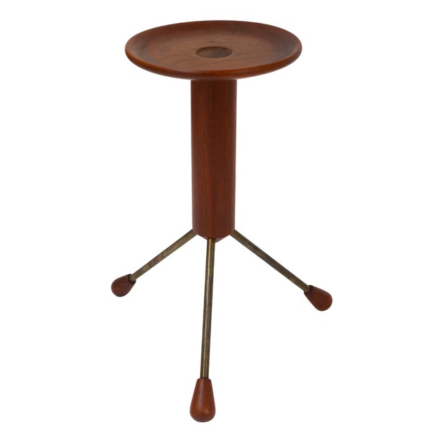 Vintage Danish Teak Tripod Side Table, 1950s For Sale