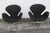 This Pair of Side Chairs are made out of metal, aluminum, upholstery. These chairs have Danish Modern style, swan design,...