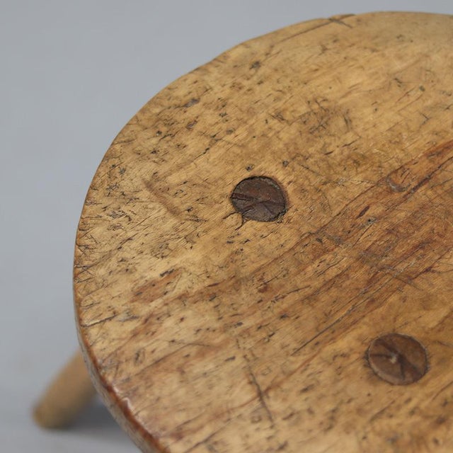 Primitive Wabi Sabi Antique Folk Art Farmhouse Swedish Chair - Stool For Sale - Image 6 of 10