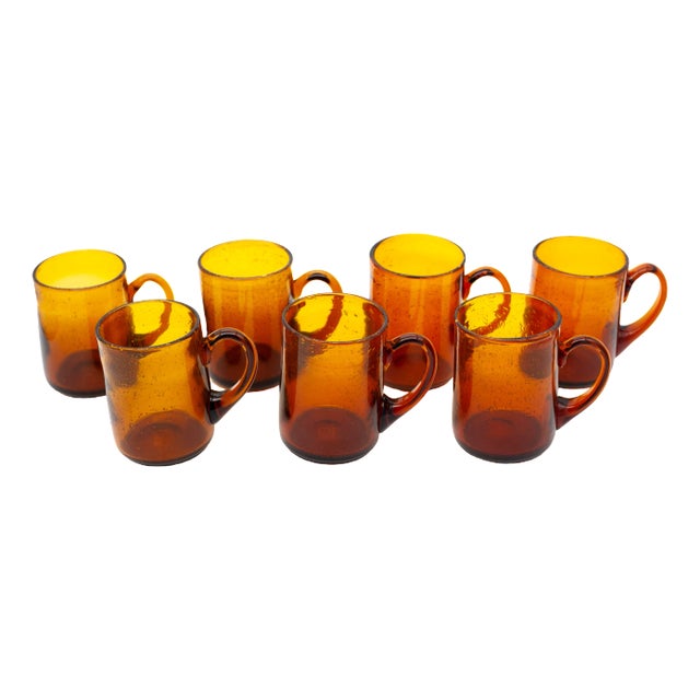 Glass Mugs by Erik Höglund for Boda, Sweden. 1960s, Set of 7 For Sale