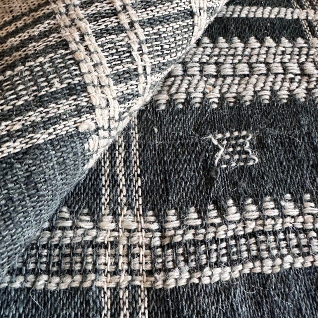 Beautiful hand-loomed throw woven with naturally dyed wool. Featuring a subtle geometric pattern with classic stripes to...