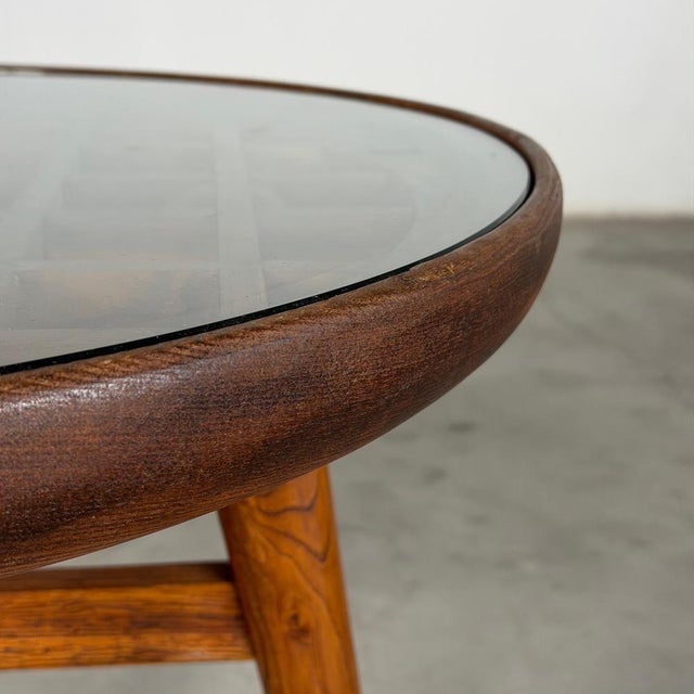Raised Coffee Table in Chestnut and Glass attributed to Mario Quarti, 1940s For Sale - Image 11 of 18