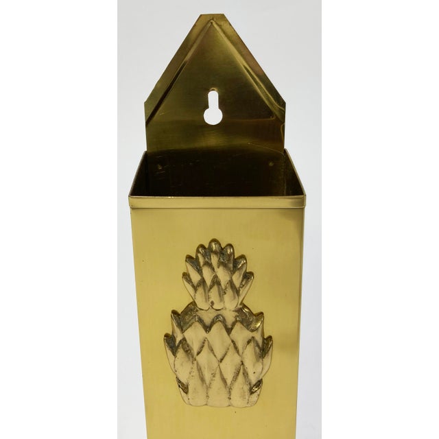 Late 20th Century Vintage Brass Pineapple Wall Mount Matchstick Holder For Sale - Image 5 of 6