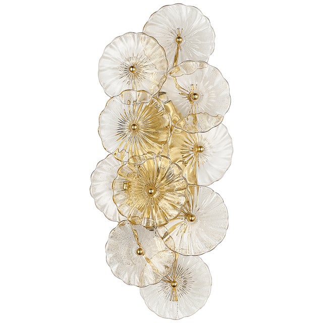 2020s Julie Neill for Visual Comfort Signature Gianna 21" Layered Sconce in Gild with Gold Fleck Glass For Sale - Image 5 of 13