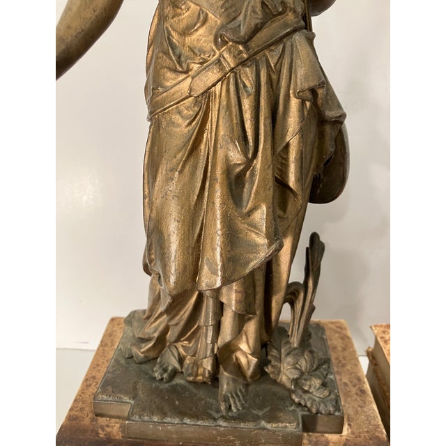 Bronze Pair of Neoclassical Figural Lamps Circa 1880 For Sale - Image 8 of 11
