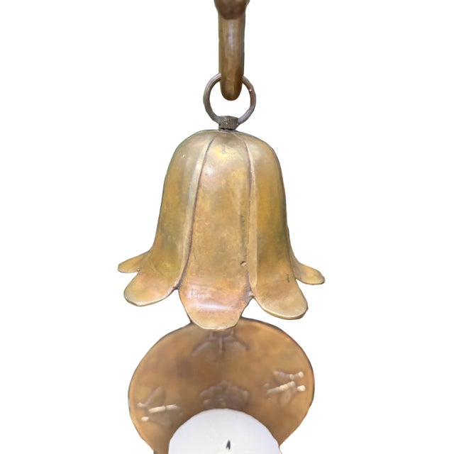 Late 19th Century Late 19th Century Korean Brass Butterfly Reflector Candlestick With Lotus Snuffer For Sale - Image 5 of 12