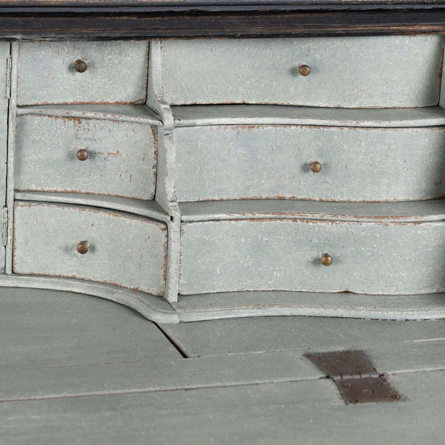 Black Early 19th Century Tall Swedish Black Secretary Bureau For Sale - Image 8 of 14