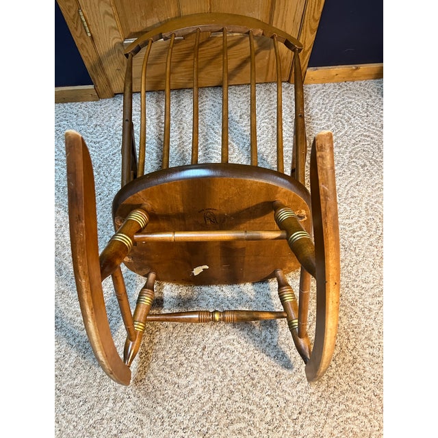 American Vintage Nichols & Stone Boston Rocker – Gardner, Mass – Hand-Painted Fruit & Floral Crest For Sale - Image 3 of 10