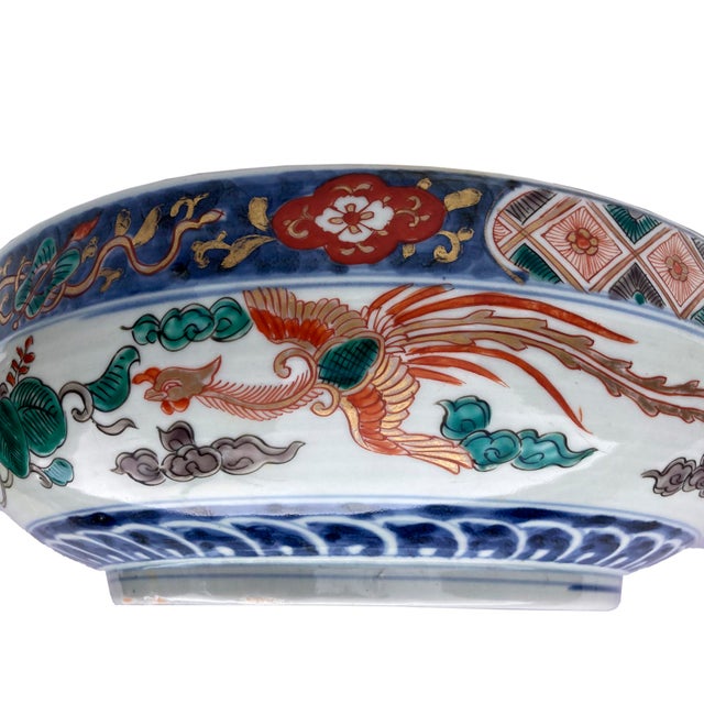 Large 1930s Hand Painted Chinese Porcelain Bowl For Sale In Los Angeles - Image 6 of 12