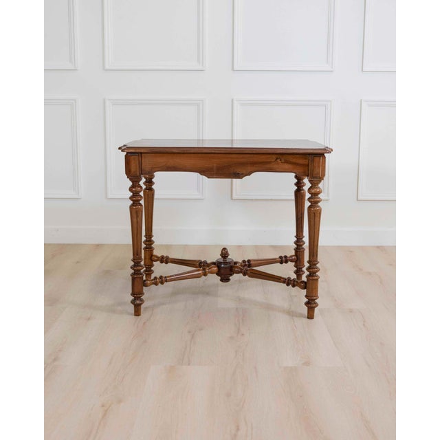 Wood 19th Century Italian Walnut Writing Desk, Neoclassical Design For Sale - Image 7 of 18