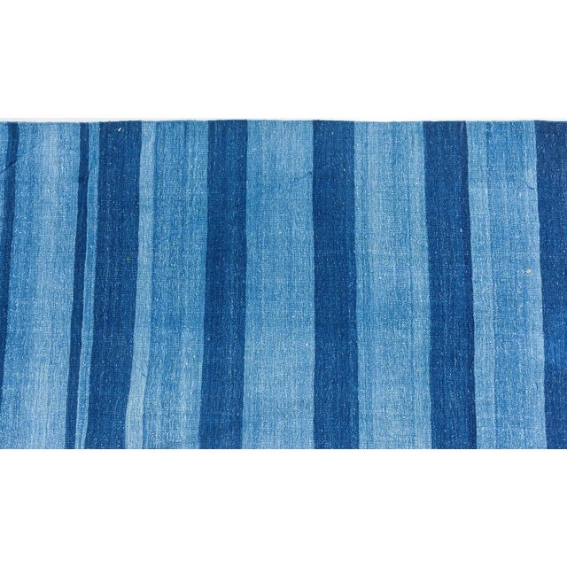 Blue Doris Leslie Blau Heritage Vintage Dhurrie In Light Blue And Blue Handmade Rug For Sale - Image 8 of 8