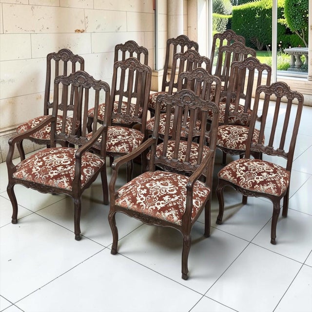 French Country Set of 12 Antique Country French Regence Style Dining Chairs Includes 2 Armchairs For Sale - Image 3 of 18