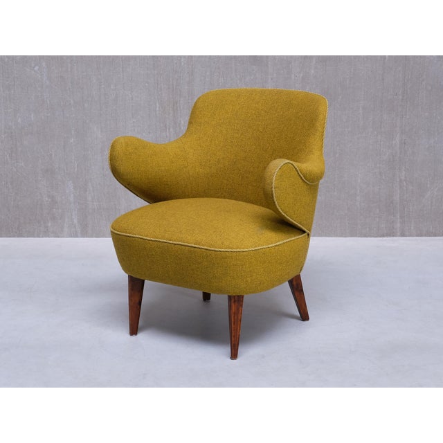 Armchairs in Birch and Chartreuse Wool, 1940s, Set of 3 For Sale - Image 16 of 17