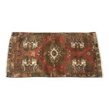 1960s Vintage Red Rug- 1′5″ × 2′10″ For Sale