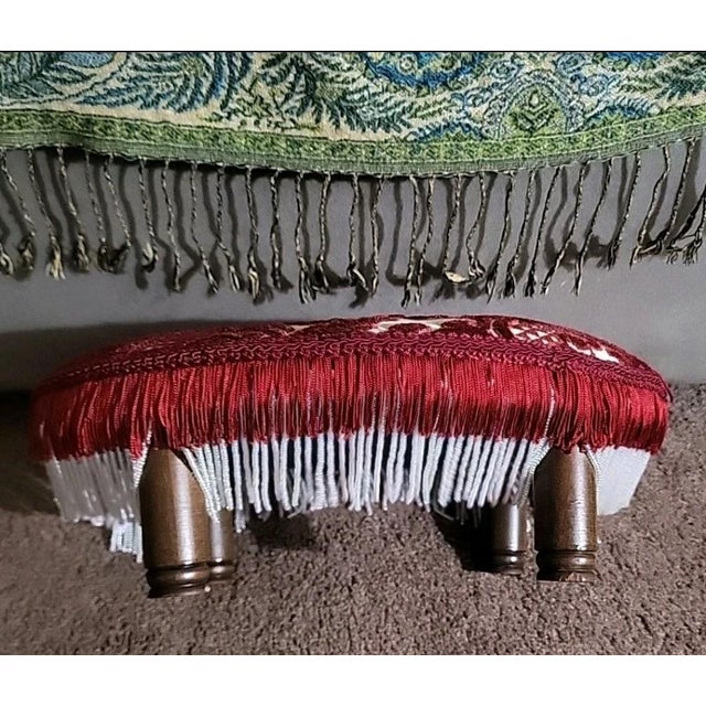 Late 20th Century Late 20th Century Traditional Oval Coctail Ottoman Fringe Trim For Sale - Image 5 of 9
