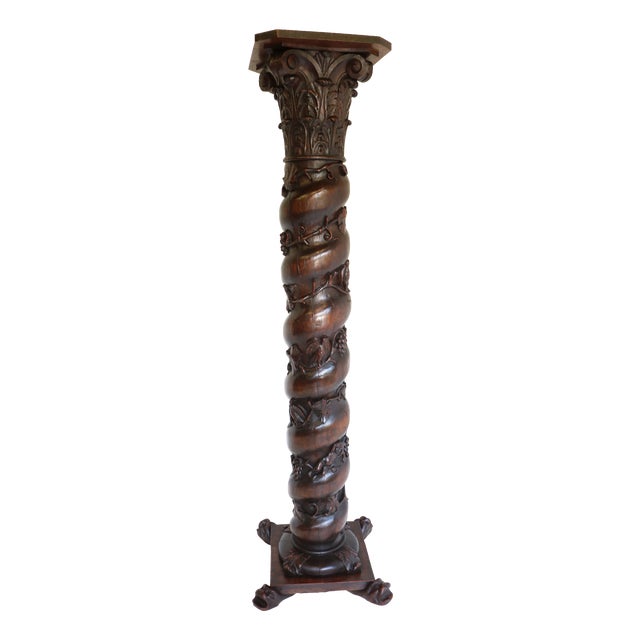 Antique French Oak Pedestal, 1860 For Sale