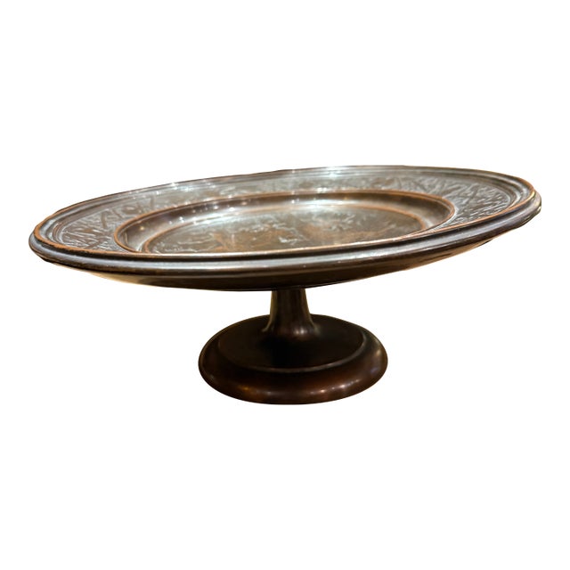 Antique Bronze Hunting-Themed Centerpiece Pedestal Bowl For Sale
