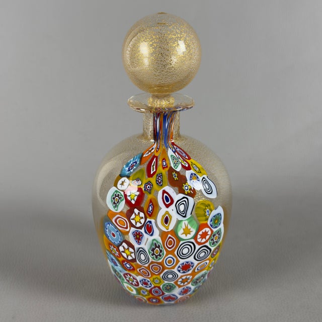 Millefiori Murano Glass Bottle with Gold Leaf and Murrine from Gambaro & Poggi, 1970s For Sale - Image 12 of 12