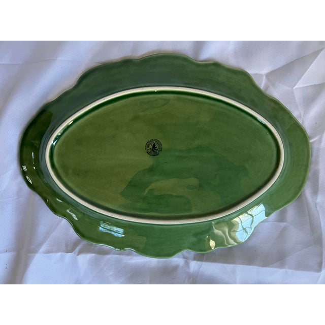 Early 21st Century Vintage Bordallo Pinheiro Oval Green Cabbage Serving Platter For Sale - Image 5 of 7