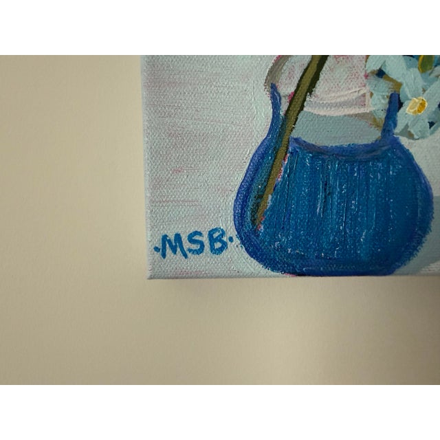 2020s Modern Abstract Floral Folk Art Acrylic Painting on Canvas, Signed, Framed, Dated For Sale - Image 5 of 8