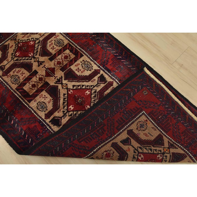 Baloch Rug 2’11” X 5’5” Brown Wool Vintage Tribal Hand-Knotted Oriental Carpet For Sale - Image 11 of 12