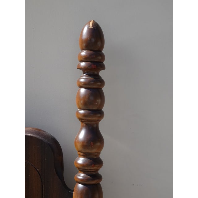 Brown Bed Frame - Vintage Victorian Style Poster Bed Full Headboard Footboard & Rails For Sale - Image 8 of 13