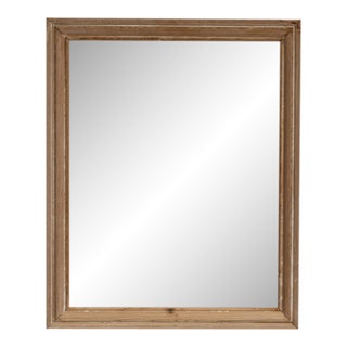 19th Century France Weathered Honey Oak Carved Oak Window-Pane Mirror For Sale