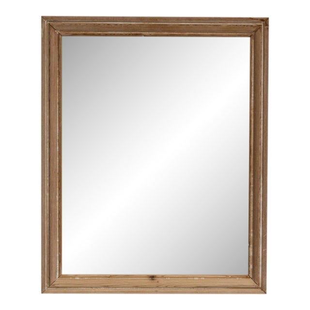 19th Century France Weathered Honey Oak Carved Oak Window-Pane Mirror For Sale