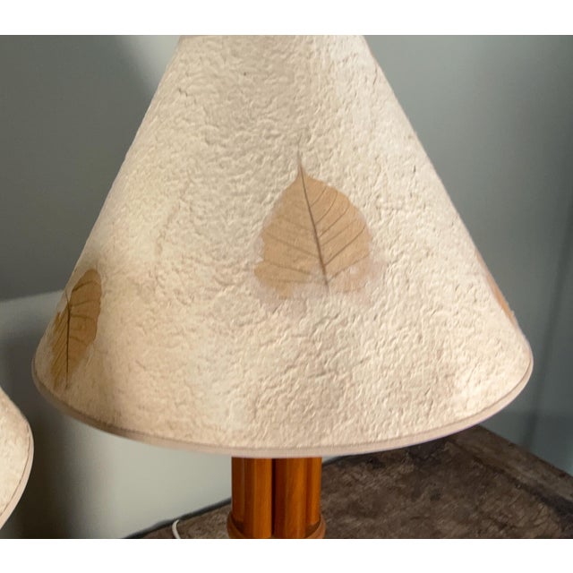 Coastal / Regency Faux Bamboo Table Lamps With Natural Fiber Shades - A Pair For Sale - Image 9 of 9