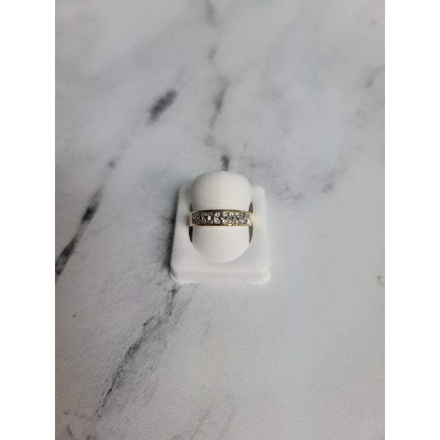 Two Row Diamond Wedding Band .52cttw 14K Yellow Gold, Size 5 For Sale - Image 4 of 4