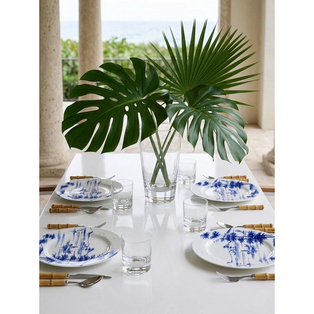 Ceramic Vintage Laboratorio Paravicini Milano Hand-Painted Blue & White Landscape Plates - Set of 4 For Sale - Image 7 of 10