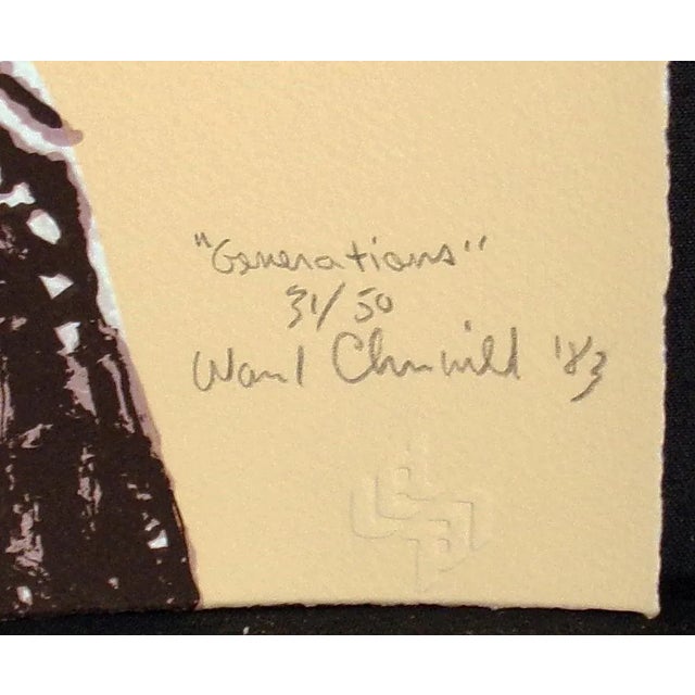 "Generations" unframed Limited Edition Serigraph on Fine Art Paper Hand signed by Ward Churchill Paper Size: 26" x 20"...