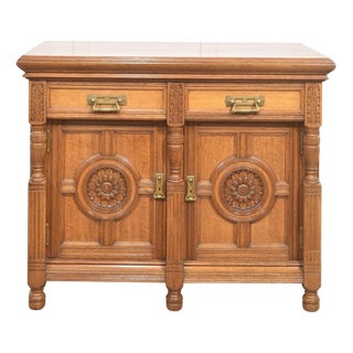 Carved Oak Two Door Sideboard by Maple and Co. For Sale