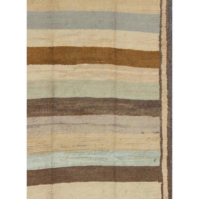 Measures: 5'9 x 9'8. Vintage Turkish Tulu Rug In Soft Neutrals, Cream, Cocoa, and Sky Blue. Keivan Woven Arts / Rug...