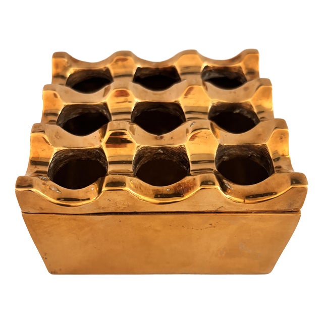 Vintage Ultima Ashtray in Brass by Holger Bäckström and Bo Ljungberg, 1970s For Sale